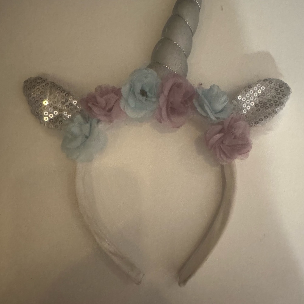 Unicorn Kids Headband with Floral Accents